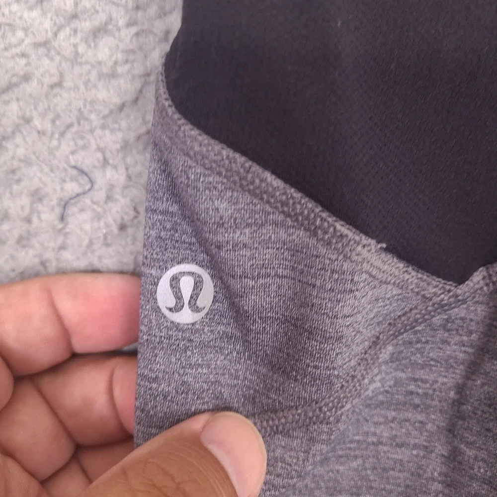 Lululemon Pace‎ Rival Crop Leggings Size 4 Heathered Gray Black Activewear